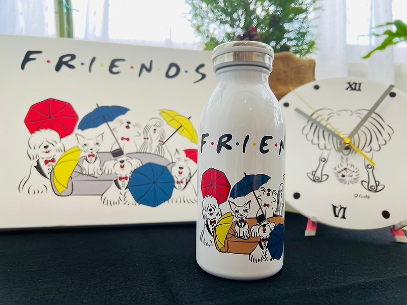 Q Family-Friends-Milk Jar Thermos - กระบอกน้ำร้อน - สแตนเลส ขาว