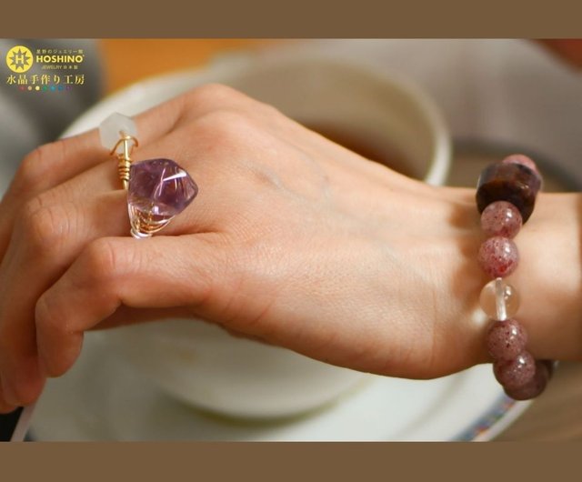 高品質アメジスト ツイスト ワイヤーリング ワイヤー指輪 原石 天然石 天然水晶 クリスタル 040102 - ショップ Hoshino  Jewelry Kan リング・指輪 - Pinkoi