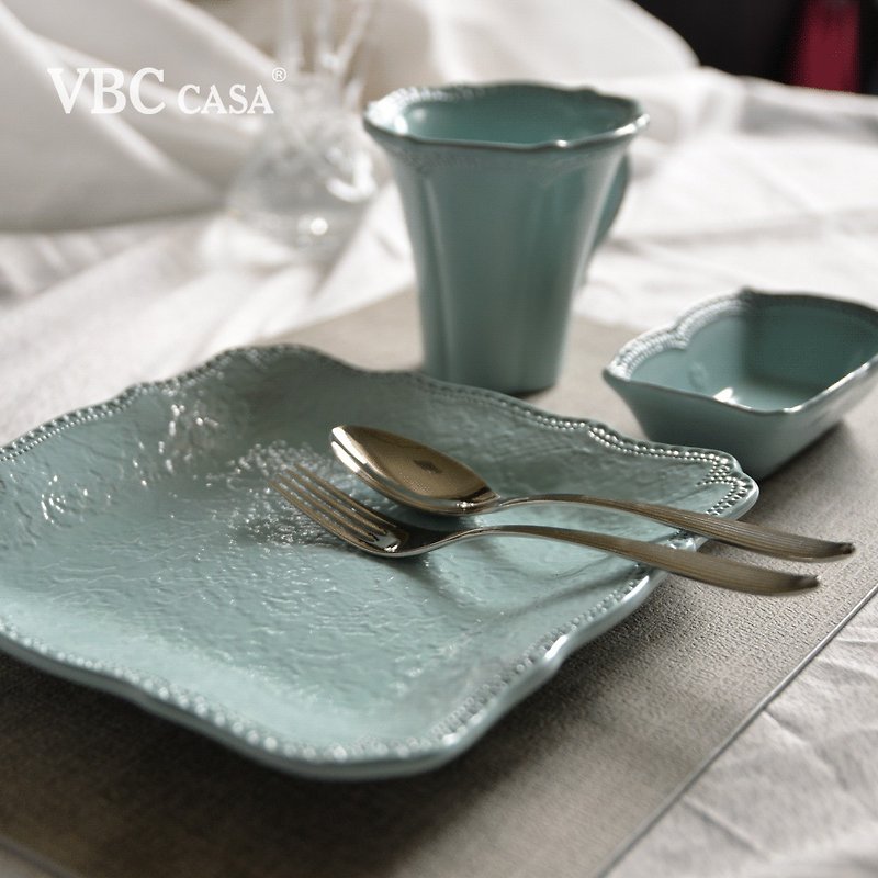 [Italy VBC casa] Lace series single afternoon tea set (three colors to choose from) - Plates & Trays - Pottery Multicolor