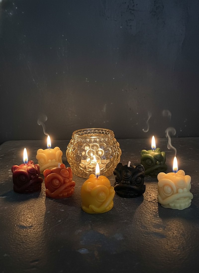 ミニ獅子舞ギーキャンドル 16g 6個入り (キャンドルカップ付き) ギーワックス 裸蝋 キャンドルスタンド - キャンドル・燭台 - その他の素材 グリーン