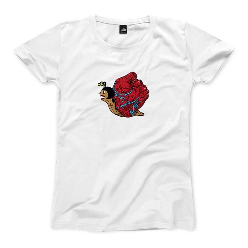 Heart snail - White - Women's T-Shirt - เสื้อยืดผู้หญิง - ผ้าฝ้าย/ผ้าลินิน ขาว