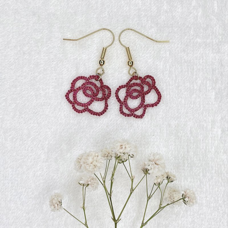 Handmade Tatting Earrings - ต่างหู - ผ้าฝ้าย/ผ้าลินิน หลากหลายสี