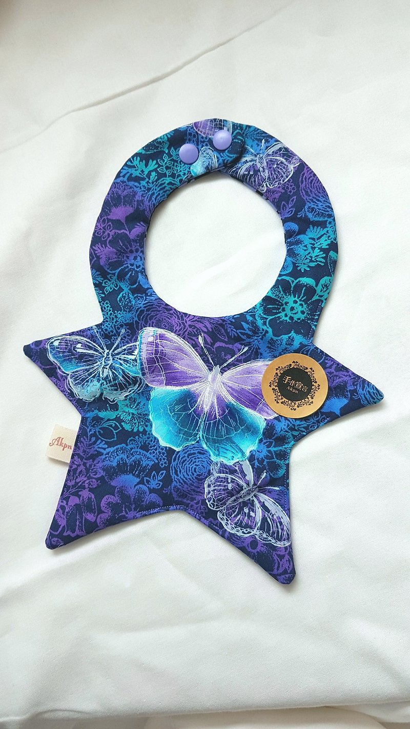 紫蝶-六層紗100%純棉雙面星型圍兜 口水巾 - 圍兜/口水巾 - 棉．麻 紫色
