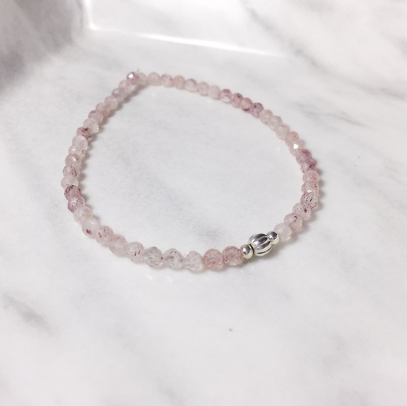 MH sterling silver natural stone elegant series _ strawberry crystal - Bracelets - Crystal Pink