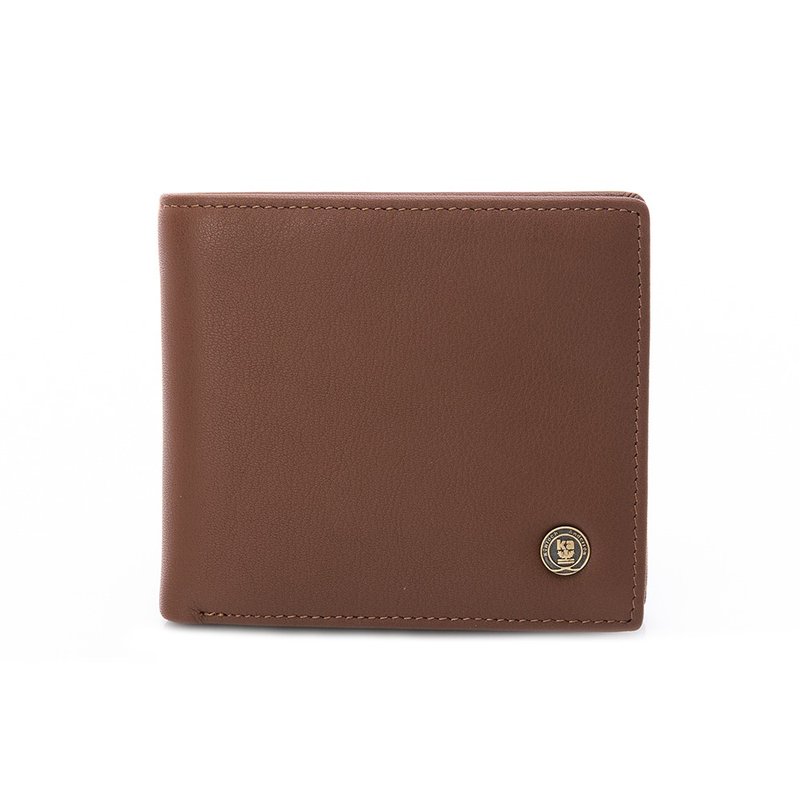 【Kinloch Anderson】Hogan 圓標雙窗式短夾-栗葉棕 - 錢包/皮夾/長短夾 - 真皮 咖啡色