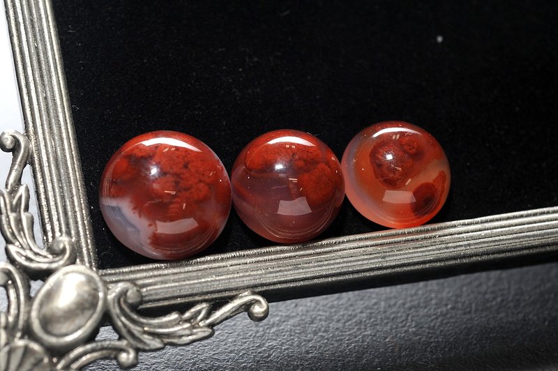 硃砂瑪瑙 (3顆)  礦石/水晶/DIY/開運/招財/防小人 - 金工/飾品 - 半寶石 