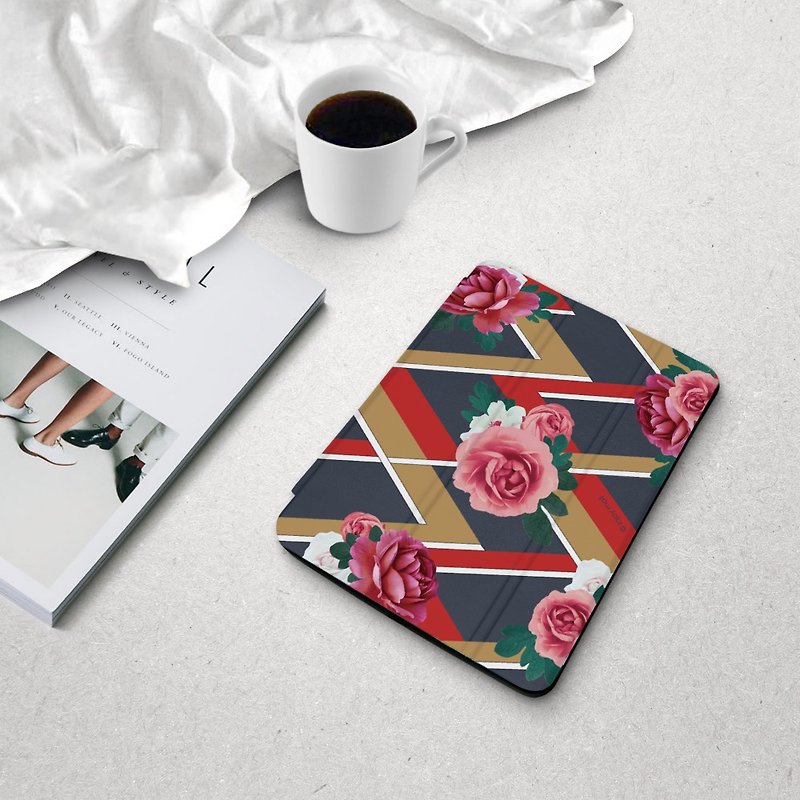 Fashion Flower ipad case for iPad mini1,2,3,4,5,6/Pro10.5/12.9/Air5/iPad 9 - เคสแท็บเล็ต - พลาสติก สีน้ำเงิน