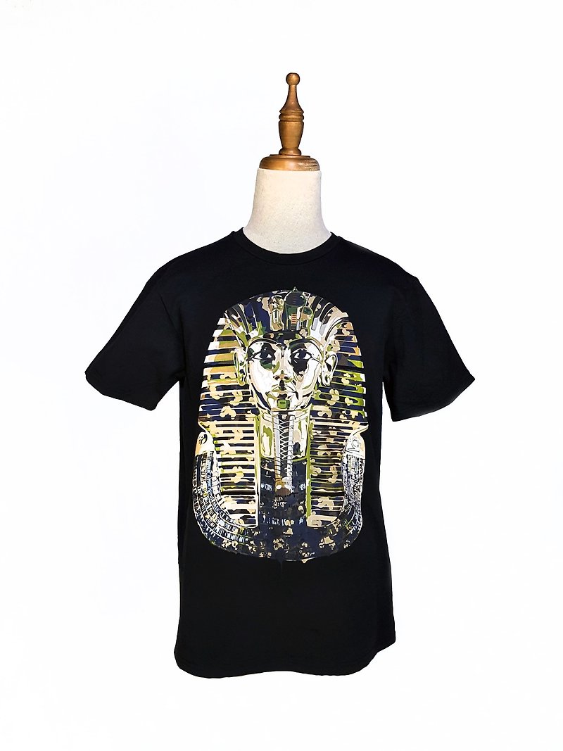 Three-color camouflage pharaoh design Tshirt - เสื้อยืดผู้ชาย - ผ้าฝ้าย/ผ้าลินิน สีดำ