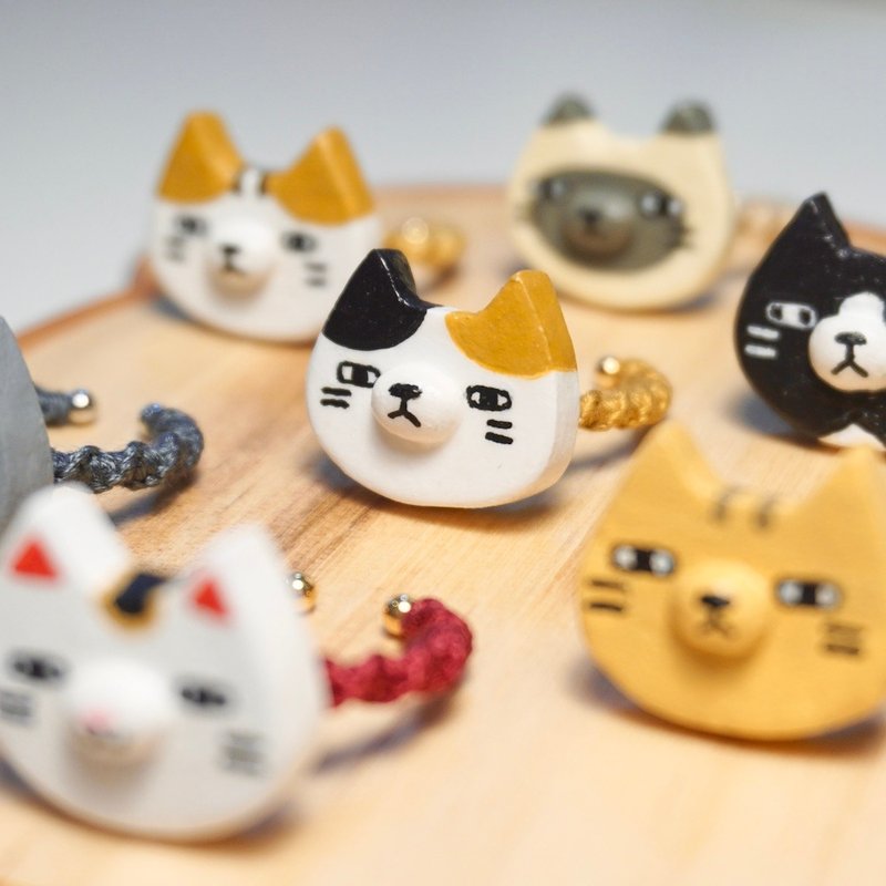 Misanthropic Cat Braided Ring | Customized Clay Cat - แหวนทั่วไป - งานปัก สีนำ้ตาล