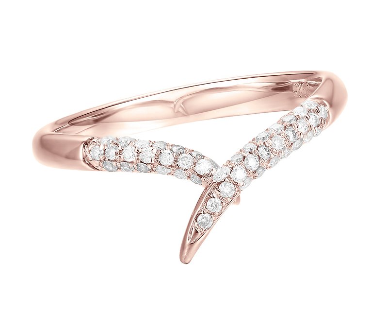 K14ローズゴールドダイヤモンドリングシンプルな小さなダイヤモンドリングエレガントなダイヤモンドリングミニマリストの結婚指輪 - ペアリング - 貴金属 シルバー