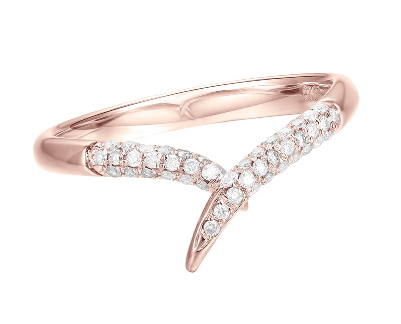 Diamond ring in 14k rose gold engagement ring. Diamond alternative wedding band - แหวนคู่ - เครื่องประดับ สีเงิน