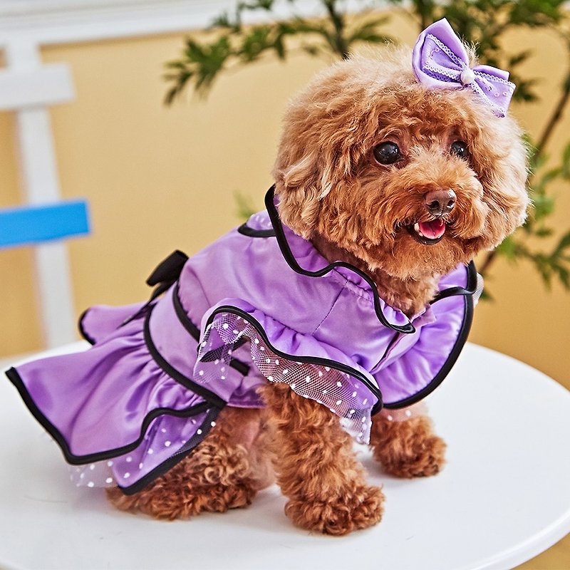 Pet Clothes Princess Puff Skirt (Purple) - ชุดสัตว์เลี้ยง - ผ้าฝ้าย/ผ้าลินิน สีม่วง