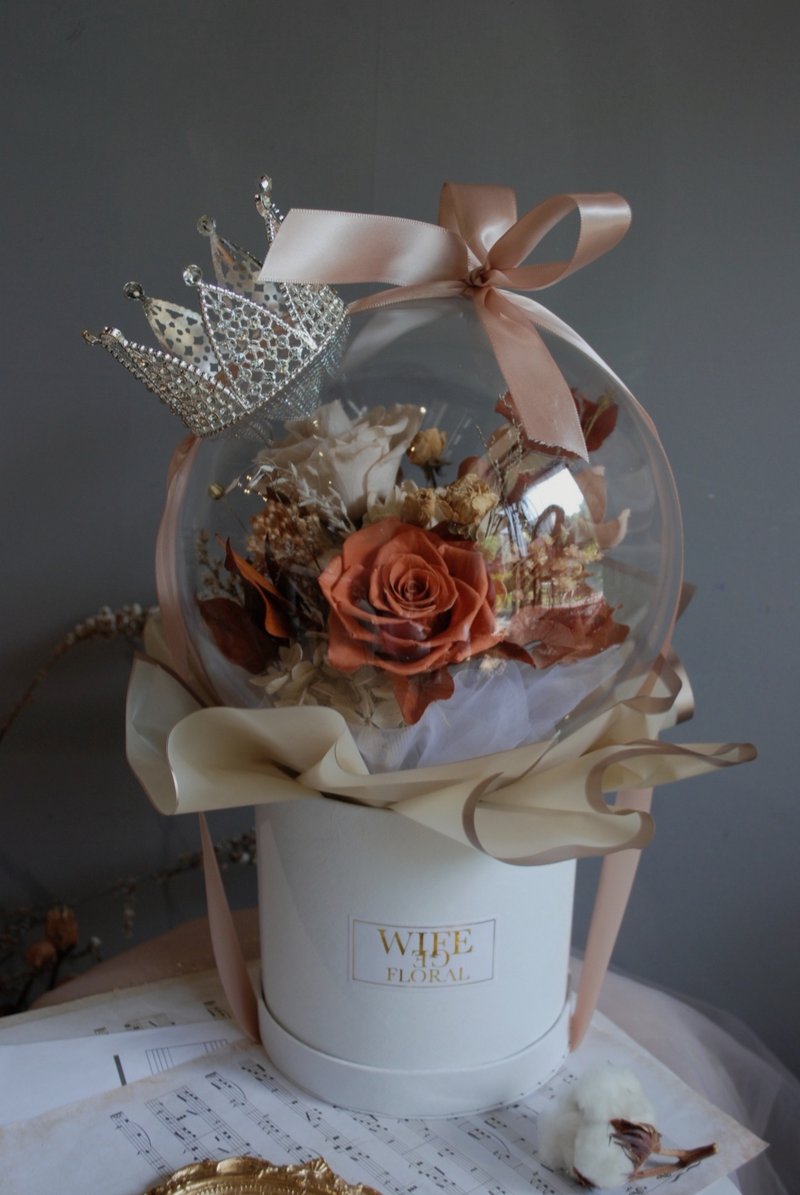 Crown Bobo Ball Hugging Bucket/Birthday Gift/Opening Ceremony/Promotion - Dried Flowers & Bouquets - Plants & Flowers Orange