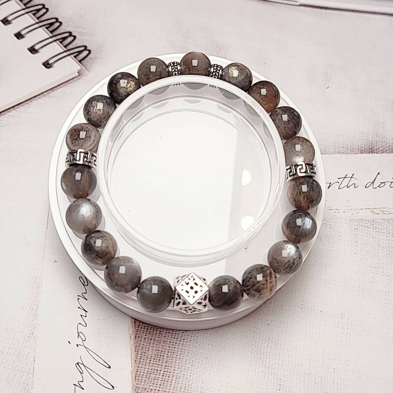 Black Gold Backbone Stone Bracelet-Sterling Silver Anti-allergic Accessories (Men's Style) [Christmas Gift] Valentine's Day Gift - สร้อยข้อมือ - คริสตัล 