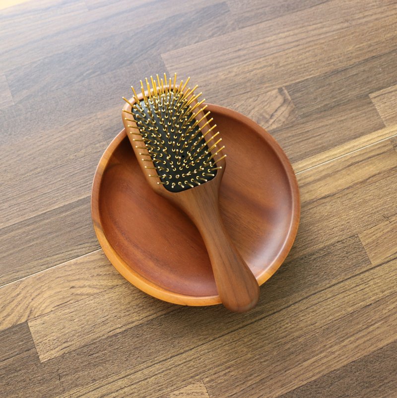 [50% off on selected products] Walnut/teak/beech gold comb (Bronze needle plated with 24k gold) - อุปกรณ์แต่งหน้า/กระจก/หวี - ไม้ 