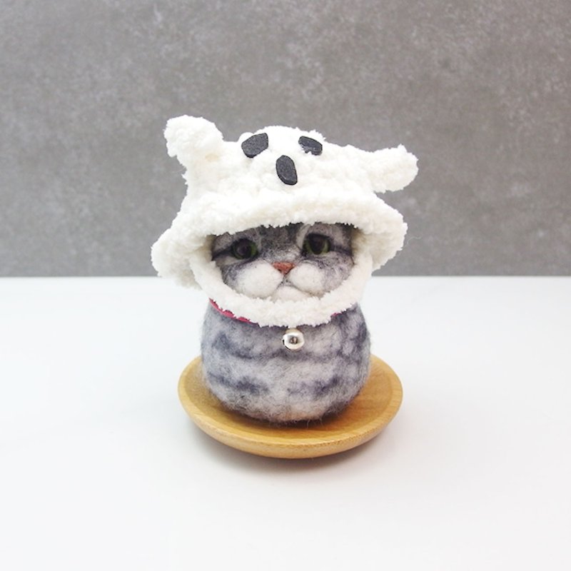 Ghost cat pill plate [feiwa 霏 手 hand] micro-custom pet doll (welcome to order your baby) - ตุ๊กตา - ขนแกะ สีเทา