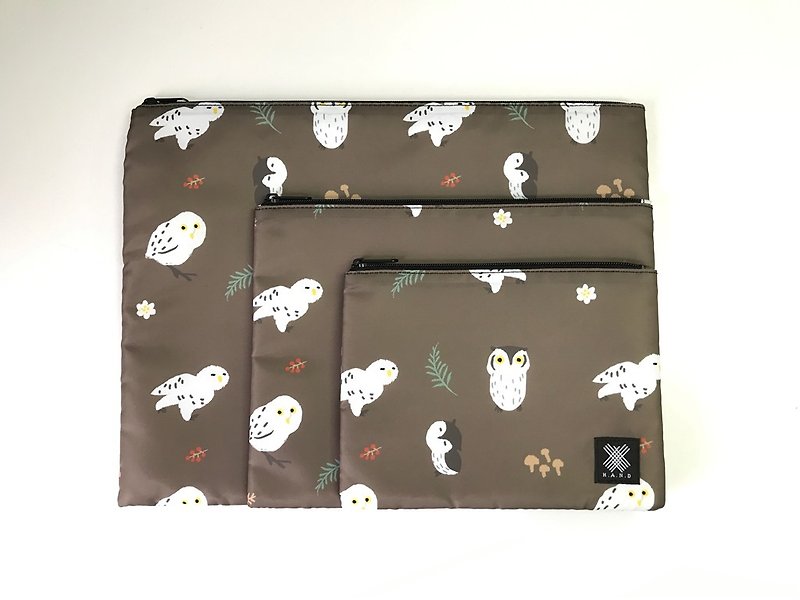 Multi-Functional Pouch 3pcs in 1 set - Owl Brown (With protective padding) - Toiletry Bags & Pouches - Other Materials Brown