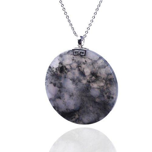 瓔珞珠寶盒 E.L.Jewelry Box 【平安無事】冰種烏雞翡翠無事圓牌項鍊 18K金墜頭|天然緬甸玉A貨