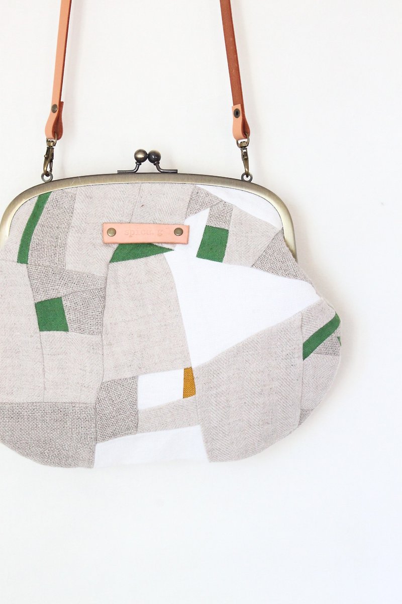 Purse pochette of a linen patchwork - Messenger Bags & Sling Bags - Cotton & Hemp Green