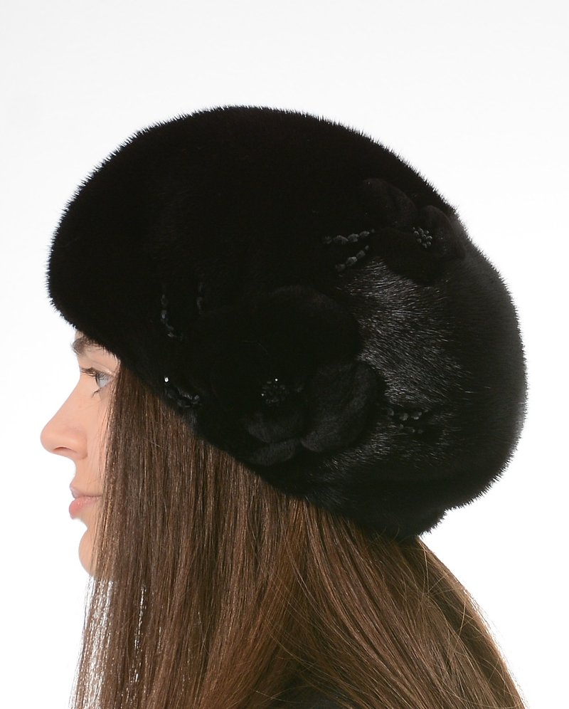 Fur Beret Hat Women Mink Hat Russian Fur Hat Warm Real Fur Hat Women Fur Beret - Hats & Caps - Other Materials Black