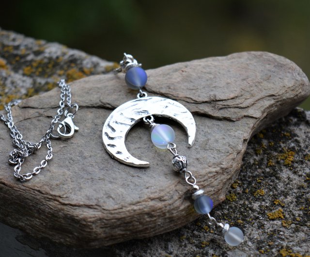 Buy Crescent Moon Necklace Upside Down Moon Pendant Double Horn Online in  India 