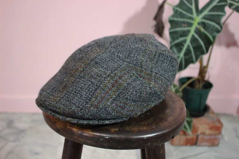 [Vintage Hat] {Made in Italy} Flat Cap Dark Gray 100% Made of Italy (Christmas Gift Exchange Gift) - Hats & Caps - Wool Gray