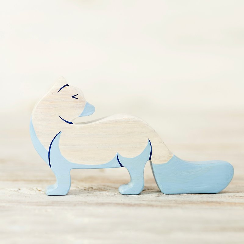 Wooden arctic fox Toy Polar fox figurine - 寶寶/兒童玩具/玩偶 - 環保材質 橘色