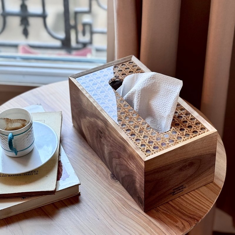 Alpine Lake Collection, Solid Wood & Marble Tissue Box - กล่องทิชชู่ - ไม้ สีกากี