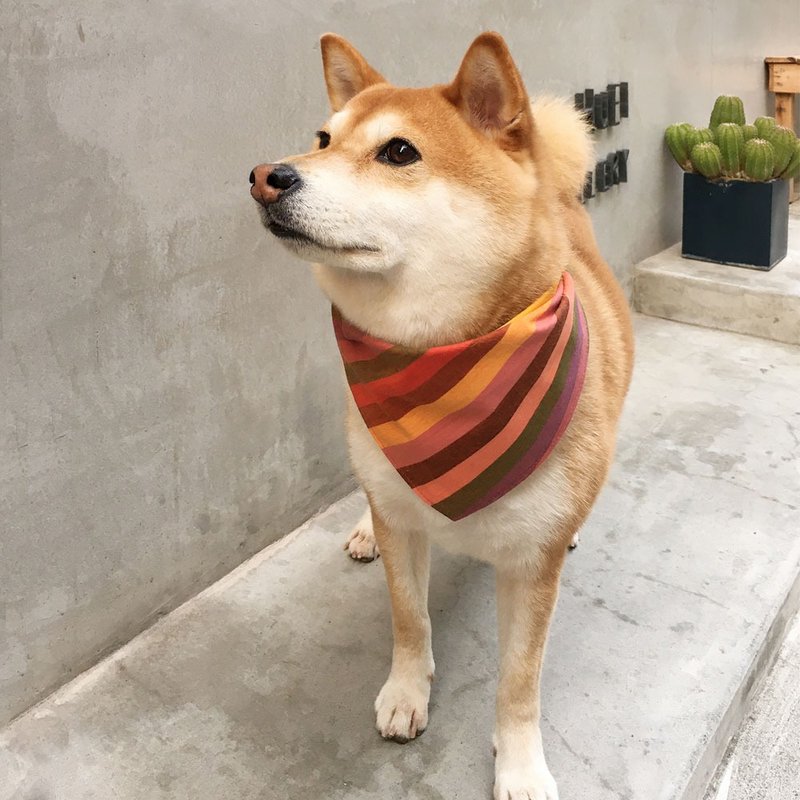 Dog exclusive name scarf-customized (medium-sized dog)-colorful pattern - ปลอกคอ - ผ้าฝ้าย/ผ้าลินิน สีเหลือง