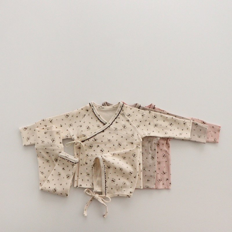 韓國雛菊圖案拼花邊設計新生兒套裝  •Daisy Newborn set• - 彌月禮盒 - 棉．麻 