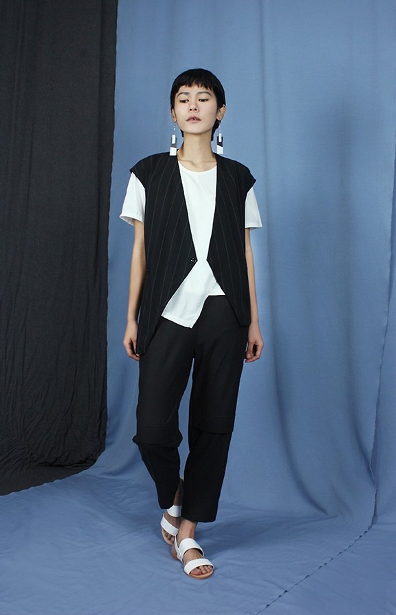 Straight striped vest - Women's Vests - Other Materials Black