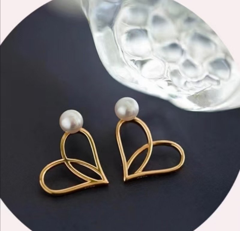 Heart Natural Freshwater Pearl Earrings Earrings - Earrings & Clip-ons - Pearl White