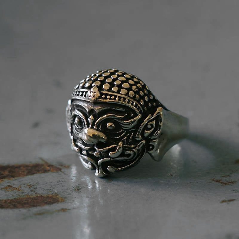 Biker Ring Skull sterling silver Ramayana Comics Book Story Mask monster punk - General Rings - Other Metals Silver