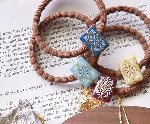 Handmade accessory Hair band Moroccan tile--Claret - Shop