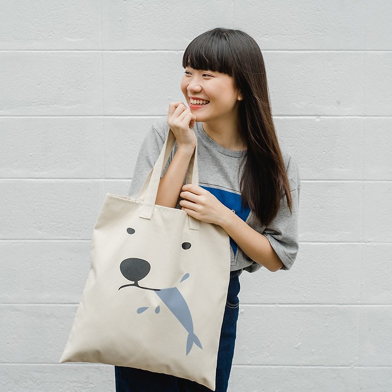POLAR AND FISH, Changeable color tote bag - 側背包/斜背包 - 棉．麻 卡其色