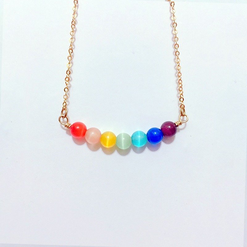 Rainbow Heart Rainbow Love- ◆ necklace short paragraph / artificial Stone/ clavicle chain / gift custom designs - Collar Necklaces - Plastic Multicolor