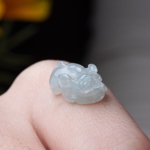 瓔珞翡翠 【招財神獸】冰種翡翠貔貅擺飾 | 天然緬甸玉翡翠A貨