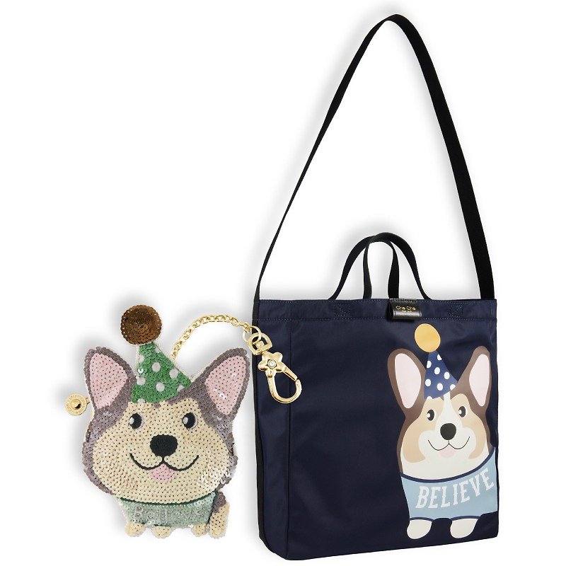 Print Shopper + Beaded Dog Coin Bag Gift Set - Other - Other Materials Blue