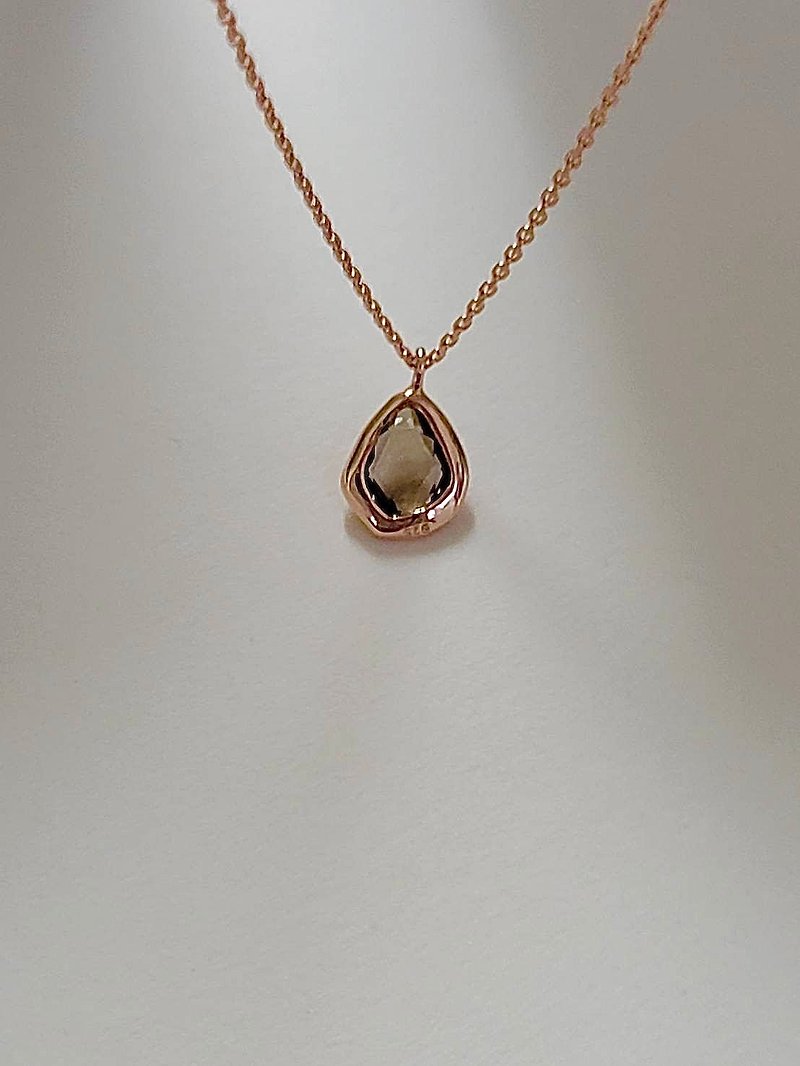 Citrine crystal necklace/sterling silver/ Rose Gold/crystal necklace/light jewelry - สร้อยคอ - เงินแท้ สึชมพู