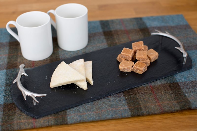 (UK) Small Serving Tray with Antler Handles-  The Just Slate Company - Plates & Trays - Other Materials Black