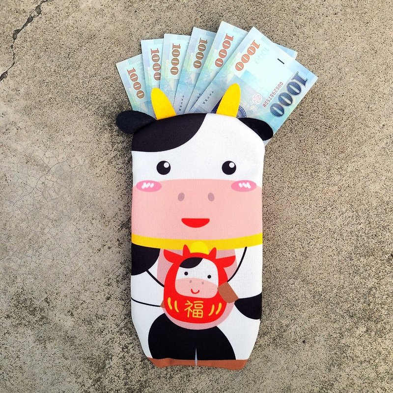 2021 year of the ox shape red envelope bag dairy cow red envelope storage bag - Chinese New Year - Polyester White