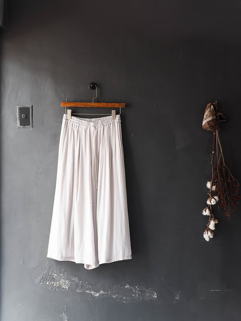 Wakayama ivory ash independent youth literary era antique spinning yarn gauze wide pants - กางเกงขายาว - เส้นใยสังเคราะห์ สีเทา