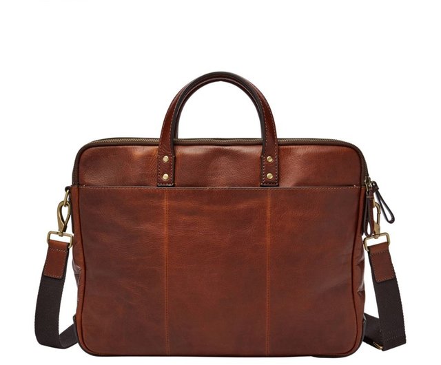 Men's briefcase cognac-colored