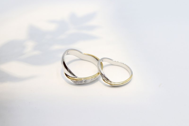 Kimura Light Jewelry/18K Gold Heart Love Branch Ring K Gold Ring 18K Gold Ring - แหวนทั่วไป - เครื่องประดับ สีเงิน