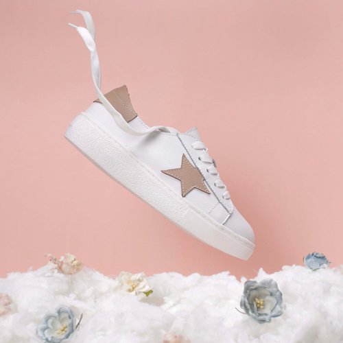 富發牌古著鞋 FUFASHOES 星星拼接真皮休閒鞋 8061L