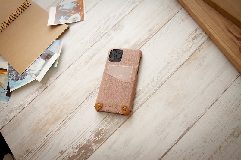 iPhone 11 Pro  MORANDI系列極簡款手機皮套 - 奶茶粉 - 手機殼/手機套 - 真皮 粉紅色