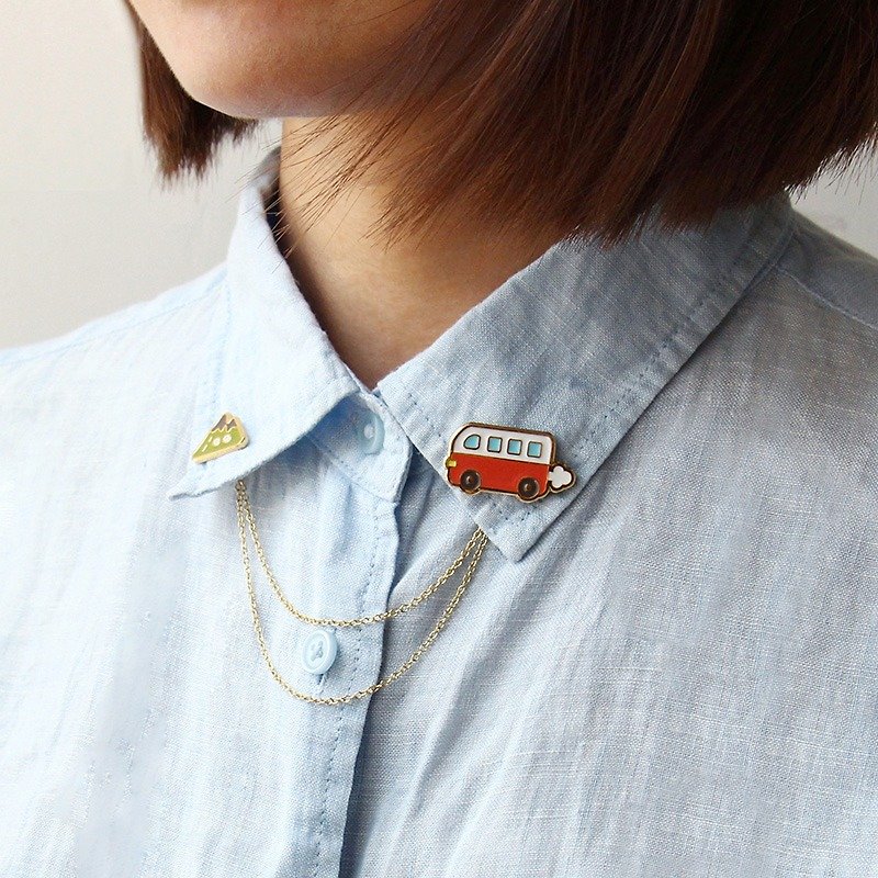 UPICK original product life design cute brooch collar pin clothing accessories camping bus airplane collar pin - เข็มกลัด - โลหะ 