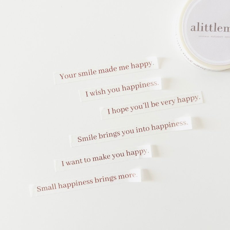 alittlemini 　７mm maskingtape　happy - 紙膠帶/和紙/PET - 紙 粉紅色