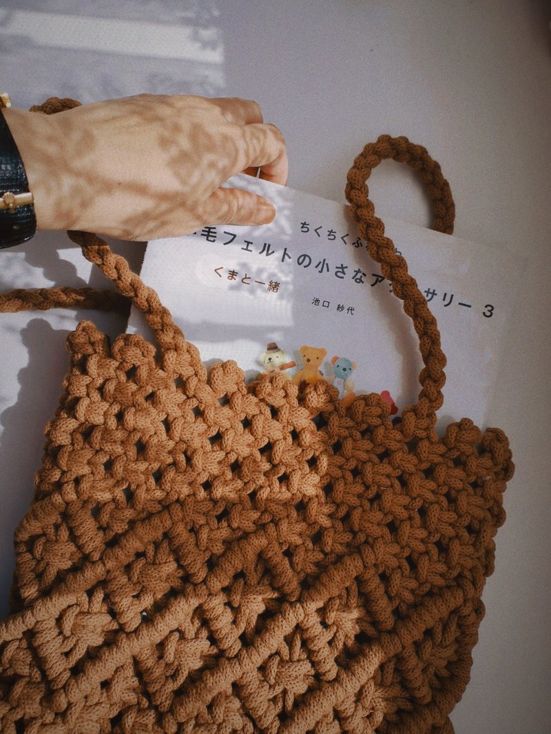 Macrame Shoulder Bag - กระเป๋าแมสเซนเจอร์ - ผ้าฝ้าย/ผ้าลินิน หลากหลายสี