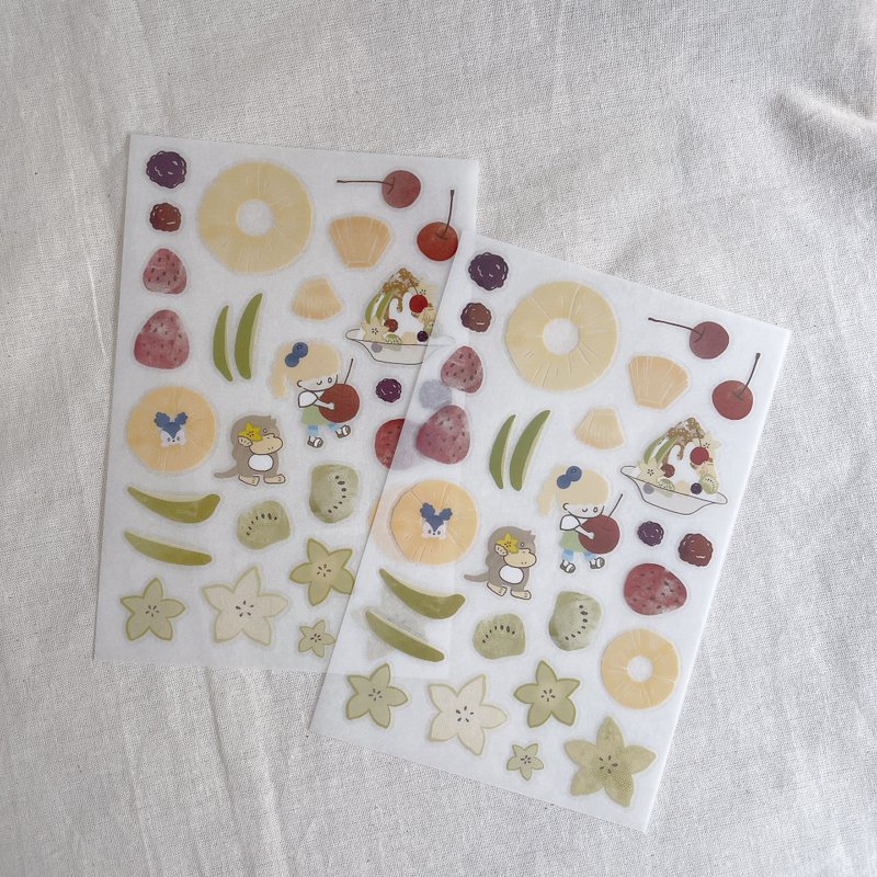 Four fruit ice transfer stickers - Stickers - Plastic 